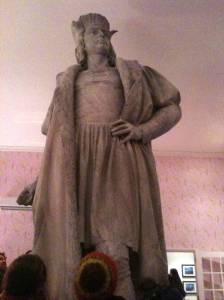 Greeting visitors in his apartment 75 feet in the air