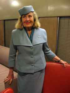 Joan Jennings Scalfani, a former “Century Girl”, at the Parade of Trains