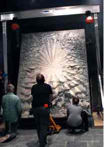 The Whitney removed the side panels of The Rose and used a two-ton gantry to get it as close to the wall as possible. Source: Whitney Museum. Photo: Paula Court.