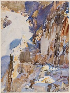 Carrara: A Quarry (1911). Translucent and opaque watercolor and wax resist with graphite underdrawing, Photo: © 2013 Museum of Fine Arts, Boston