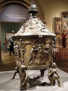 Hildesheim’s large cast 1226 baptismal font installed in the great Medieval Hall