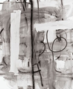 Wool’s 2010 untitled enamel on linen uses erasures, spray, and wipeouts. © Christopher Wool