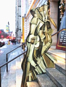 Mr. Duchamp’s 100 year-old icon exits NYHS on Central Park West after seeing the show.