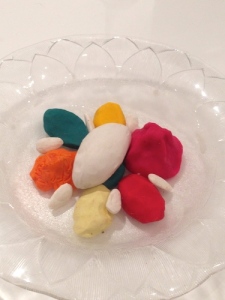 Plasticine model of the 1994 Le Menestra dish composed only of textures, including cauliflower mousse, basil jelly, almond sorbet, avocado, and numerous other components. Courtesy: elBullifoundation