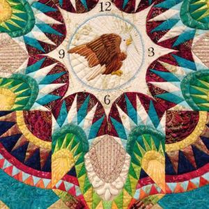 Center detail of Grand Prize quilt by Baltimore’s Amy Krasnarsky, Time Flies, But We Take the Train 