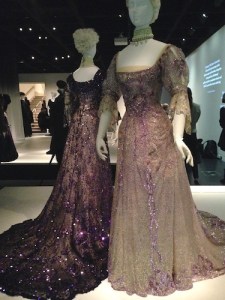 1902 dresses worn by Queen Alexandra to mourn Queen Victoria’s death. French tulle, chiffon, and sequins. 