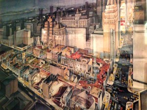 Poster from the Schubert archives of “The City at 42nd Street”, the never-built 1979 mall-superblock plan 