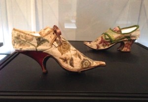 Fashionable, embellished pointy-toed 1690 French and 1720 British heels