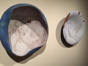 Biomorphic 2009 wall sculpture Blossom. Stoneware with crater and crawl glaze. Courtesy: New Hanover Library