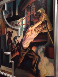 “Steel” portion of the mural, featuring model Jackson Pollack, Benton’s student