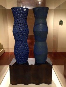 Hiroshi’s “Twin Vase”, a monumental 2002 stoneware sculpture with crawl glaze