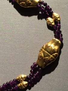 Feline-Headed Girdle of gold and amethyst from 12th Dynasty (1887-1813 B.C.). 