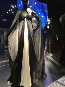 Her own 1986 design in which the body and cape are from a single piece of fabric